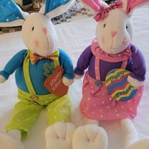 Homerbest 2 White Bunnies Easter Spring Decor large 21”